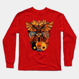 Orangrey Owl And Ageless Skull Long Sleeve T-Shirt